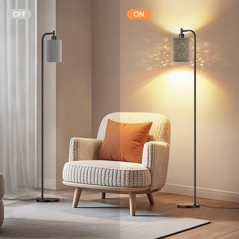 SIBRILLE floor lamp weighted base prevents tipping on carpeted floors.