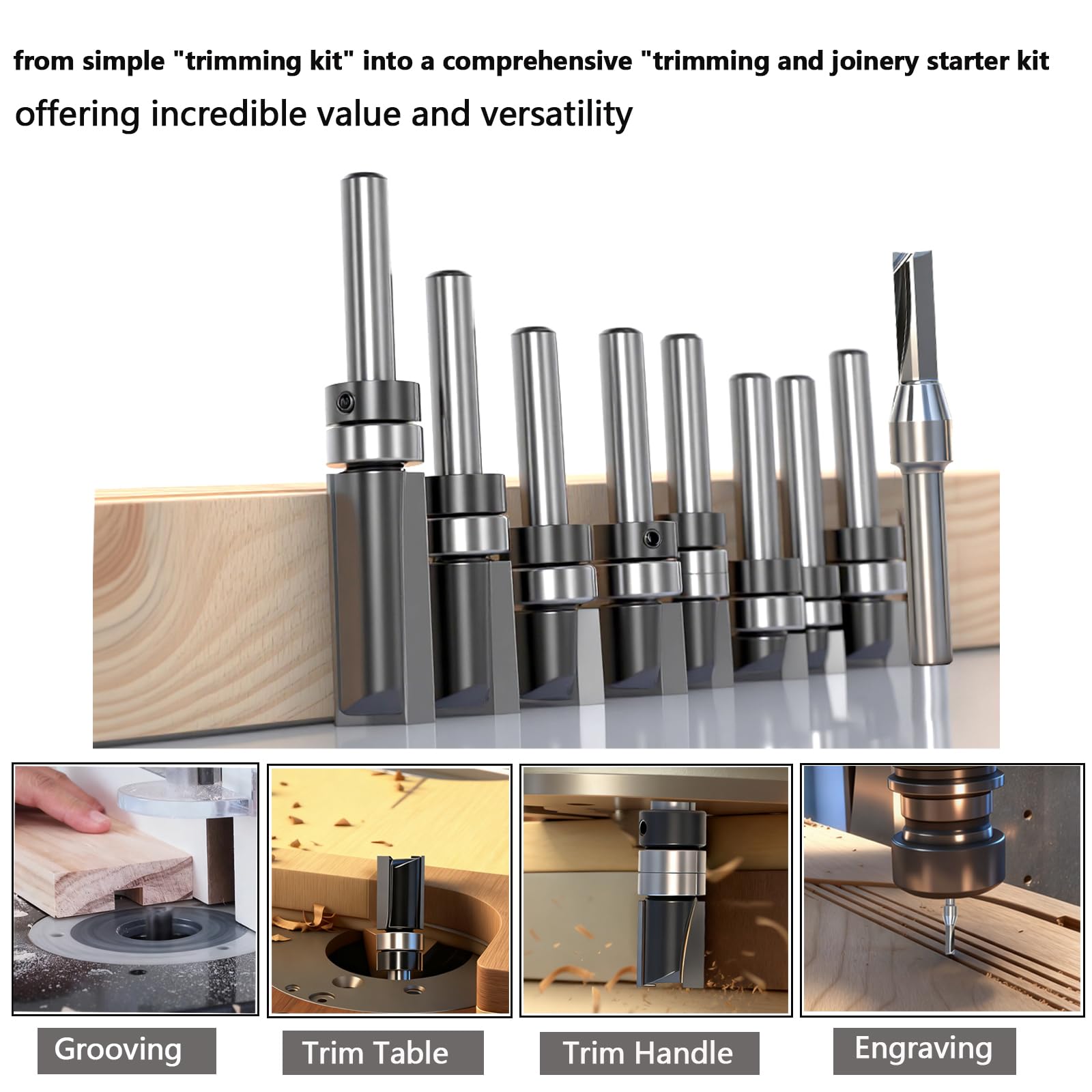 SICWOOD 1/4 shank router bit detail demonstrating stable cutting action.