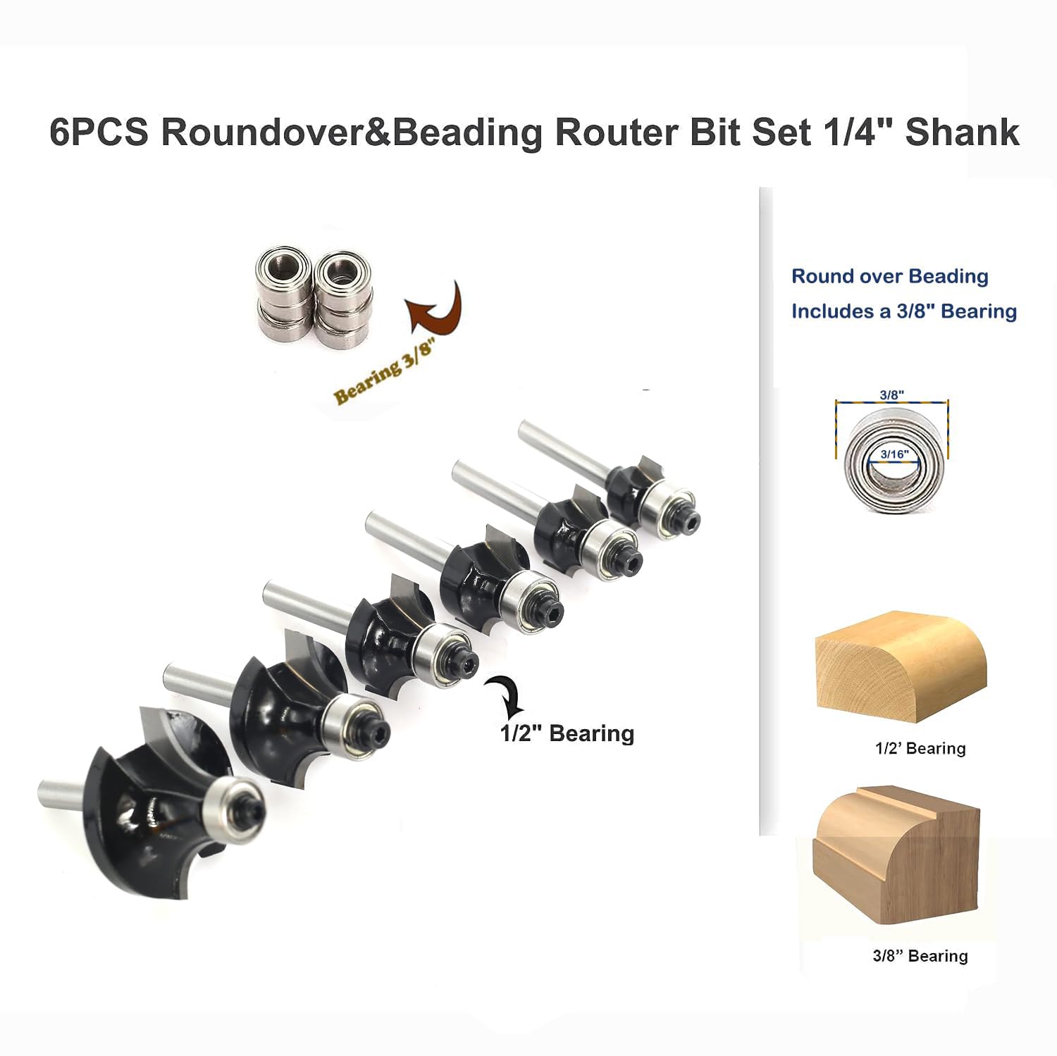 SICWOOD roundover bits with 1/2 inch radius on bold roundovers on large panels.