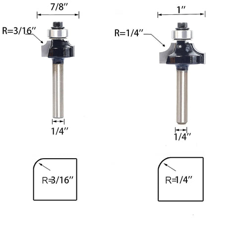 SICWOOD roundover bits with 3/16 inch radius for comfortable curves.