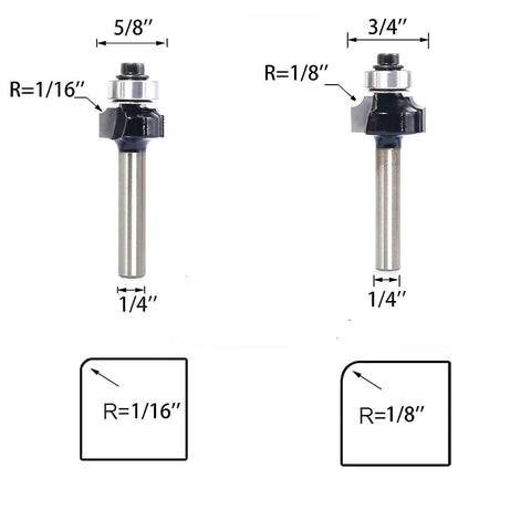 SICWOOD roundover bits with 3/8 inch radius for bead accents.