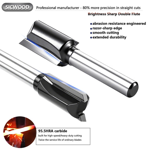 SICWOOD carbide-tipped bits cover diameters 1/8 to 1/2 inches.