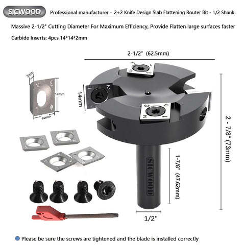 SICWOOD knife-design slab bit with 2+2 inserts for cleaner edges.