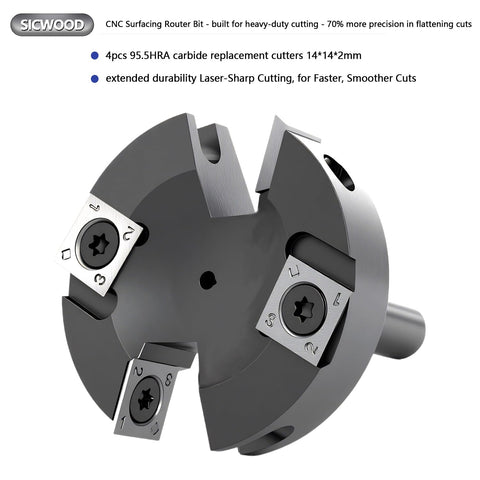 SICWOOD smooth-finish surfacing bit delivers clean cuts with minimal run-out.