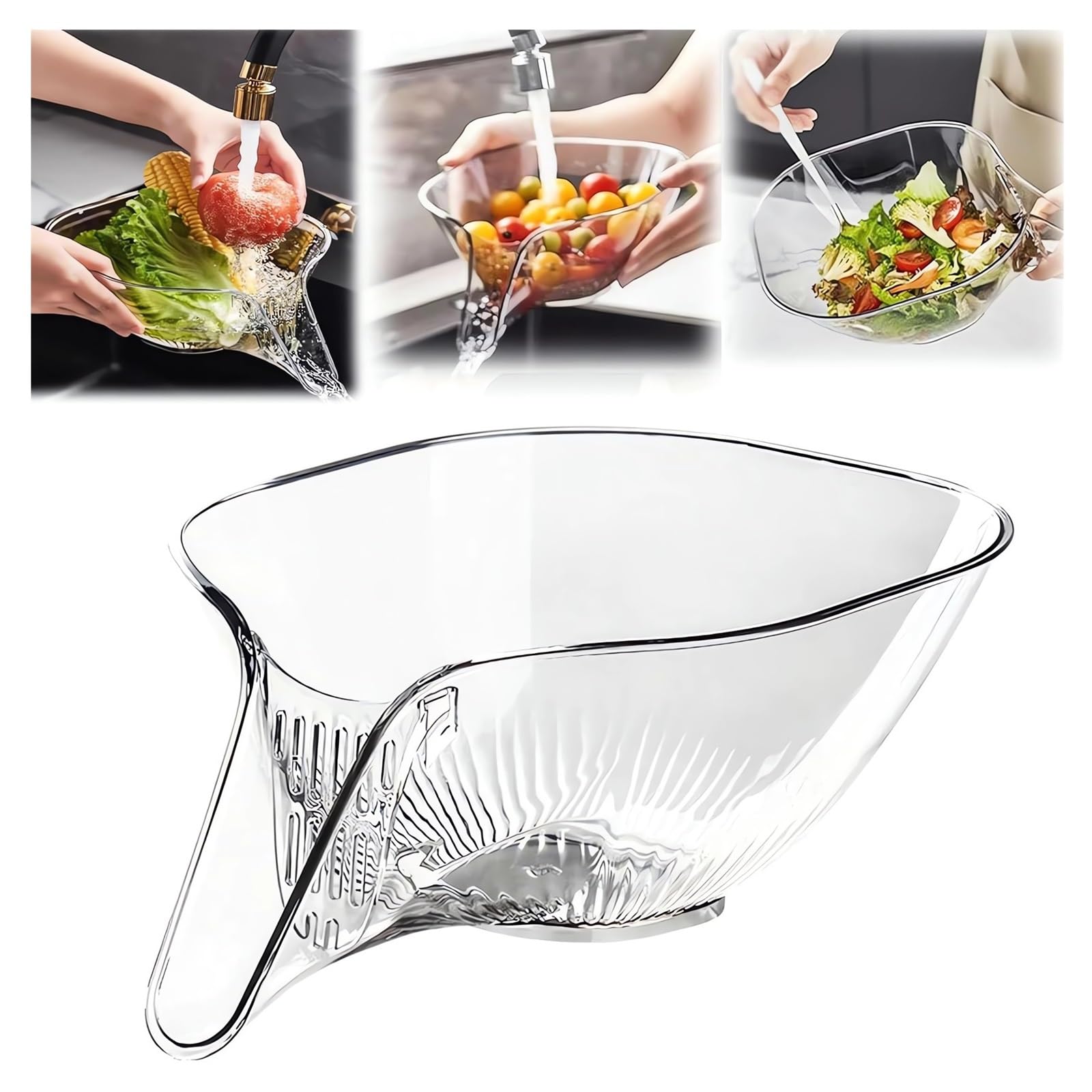 Sidmund over-sink drain basket for fast drainage and easy rinsing.
