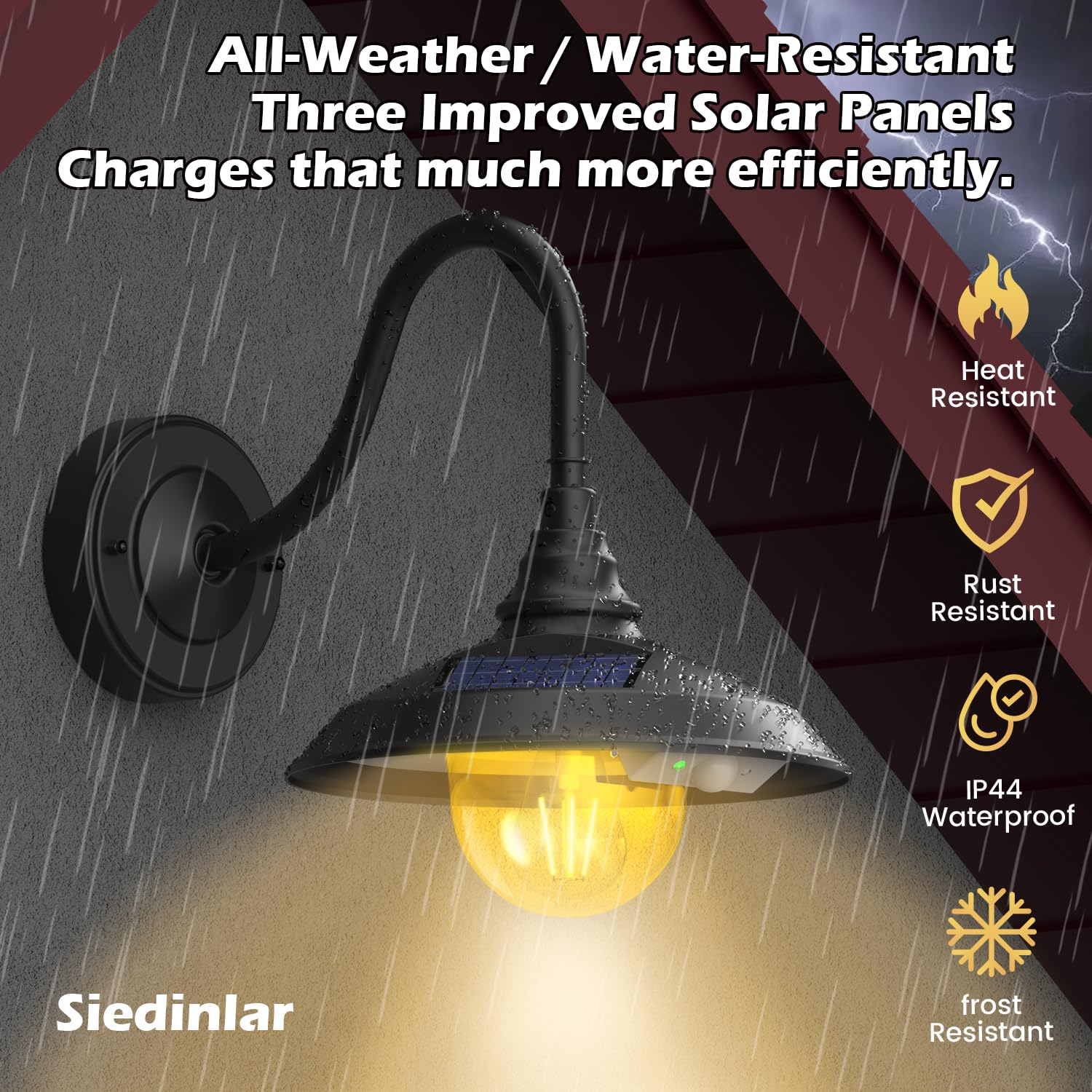 SIEDiNLAR weatherproof aluminum barn light for barns, sheds, and patios.