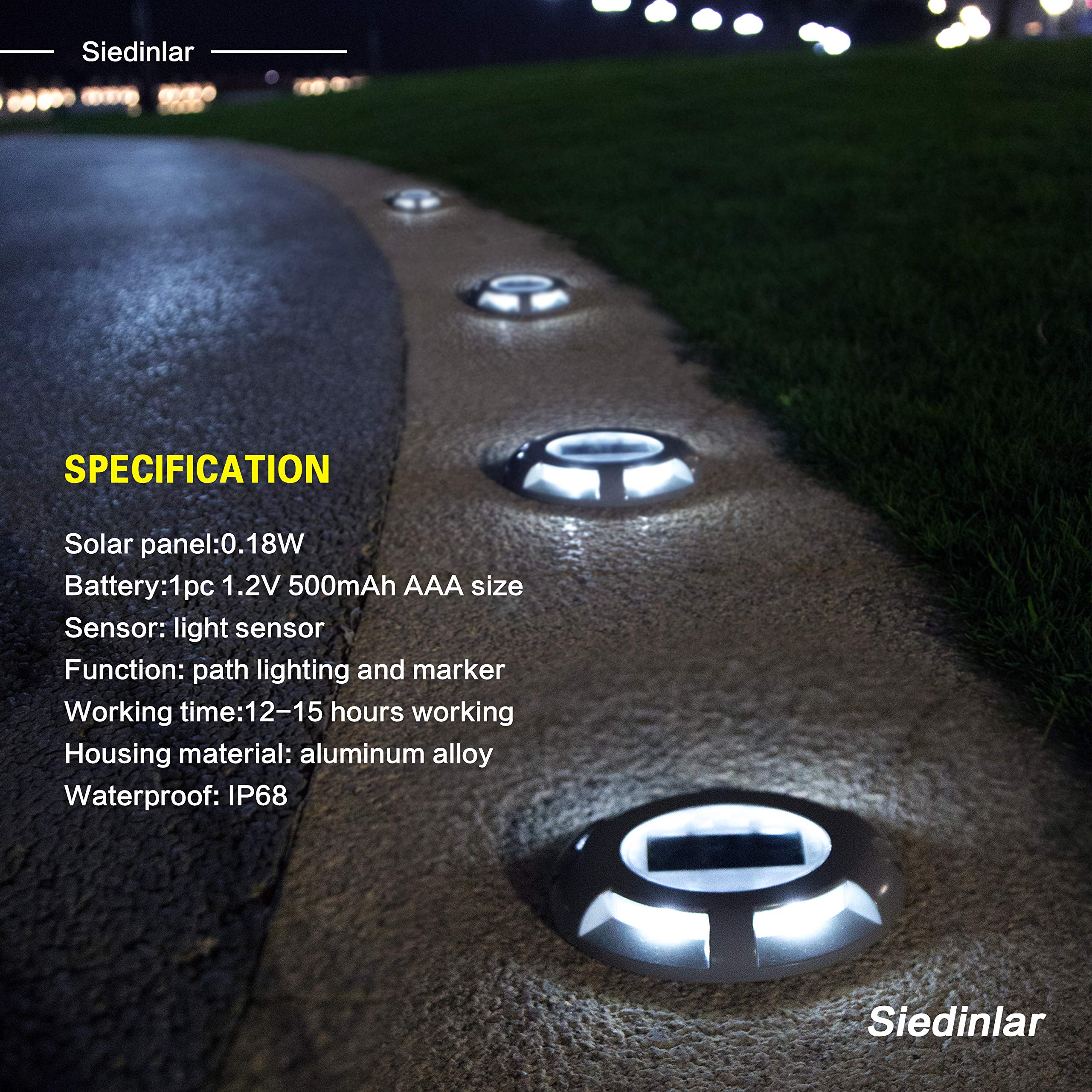 SIEDiNLAR pack of 4 solar lights for outdoor projects.