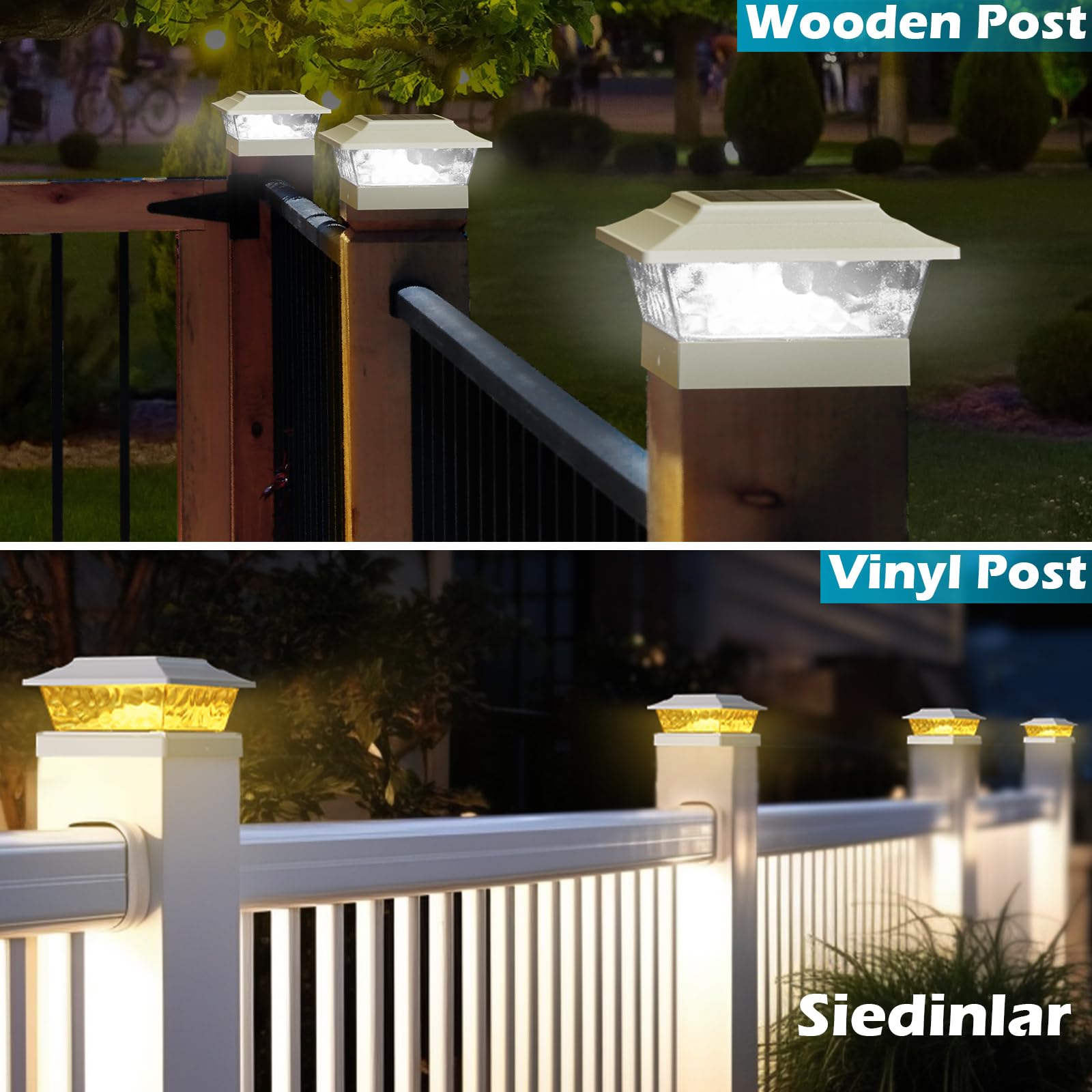 SIEDiNLAR solar cap on 4x4 and 5x5 posts enables easy installation.