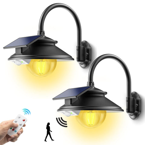 SIEDiNLAR solar barn light with gooseneck front view offering durable outdoor lighting.