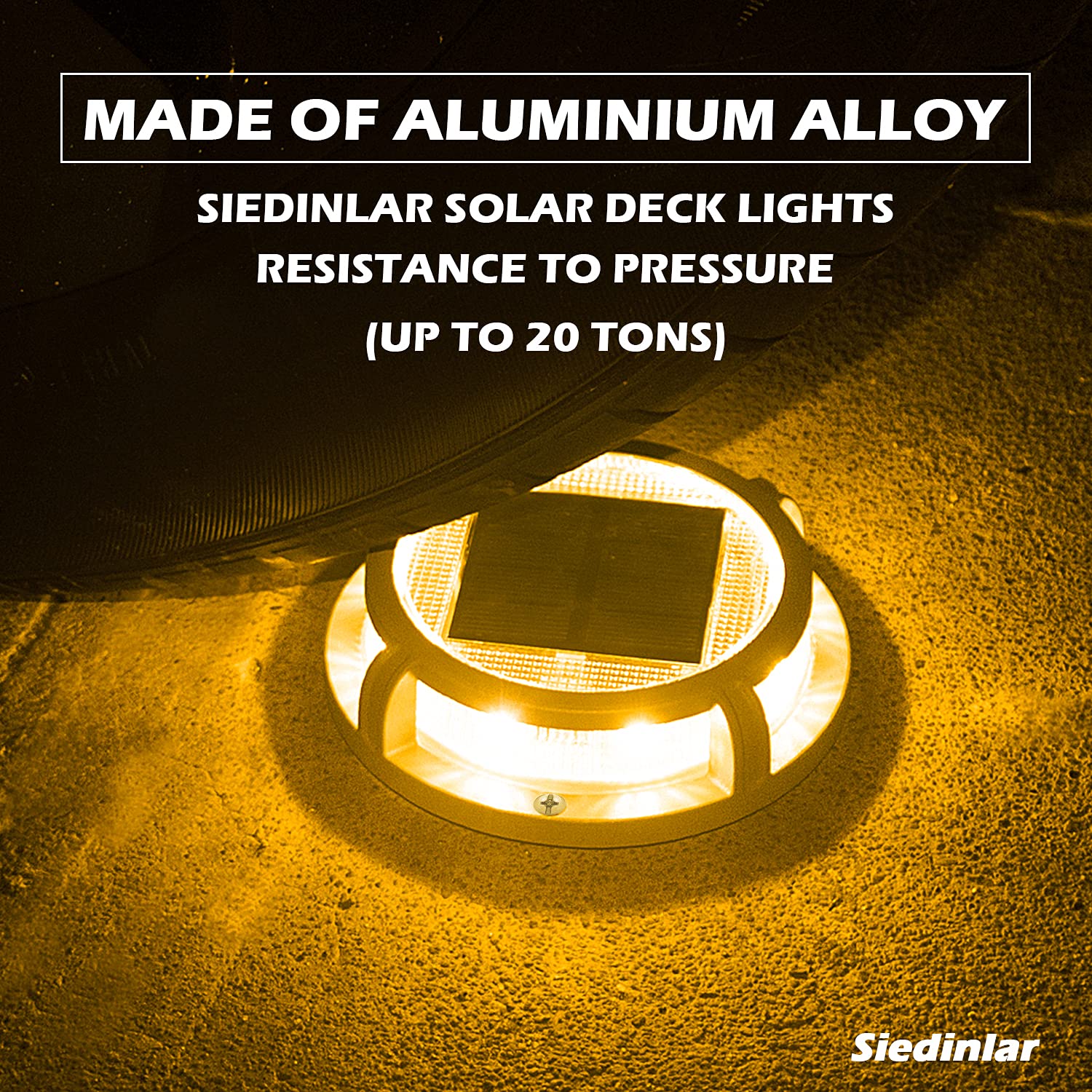 SIEDiNLAR four-pack solar deck lights providing even coverage across outdoor spaces