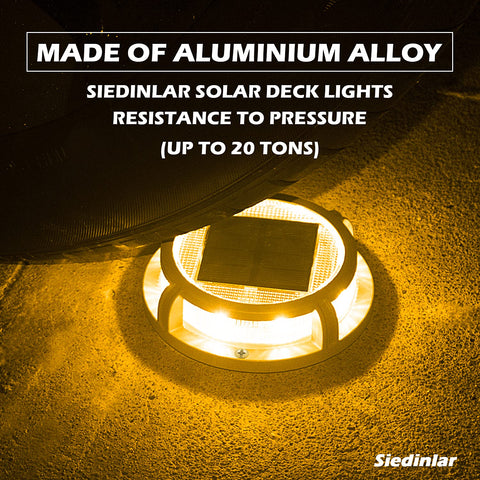 SIEDiNLAR four-pack solar deck lights providing even coverage across outdoor spaces