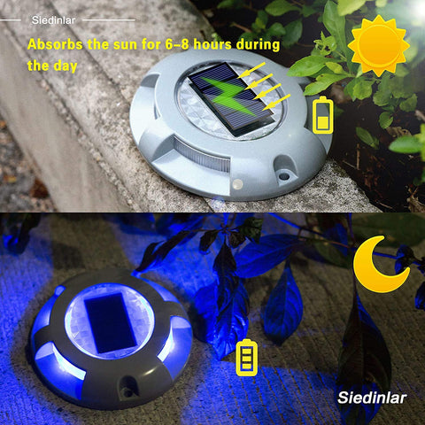 SIEDiNLAR solar dock light blue front view brightening docks or walkways.
