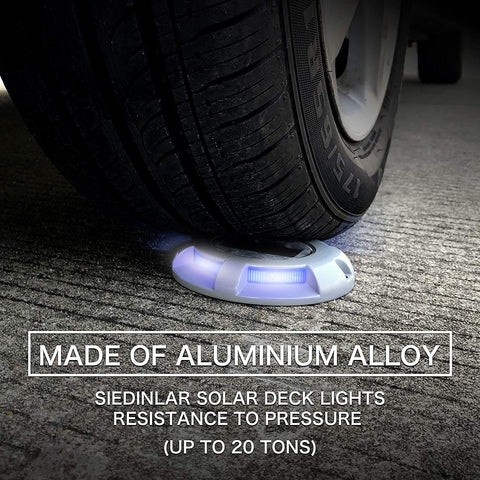 SIEDiNLAR solar pathway light blue illuminated guides pedestrians at night.