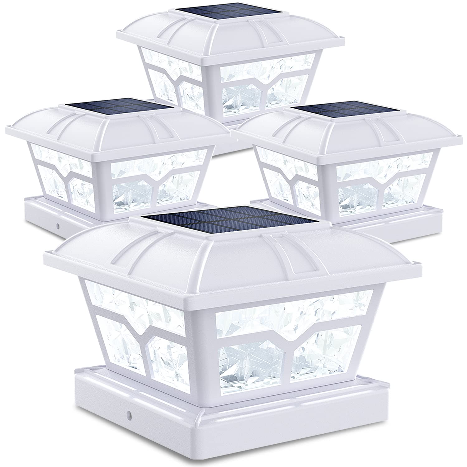 SIEDiNLAR solar post cap lights with seagull design illuminate posts at night.