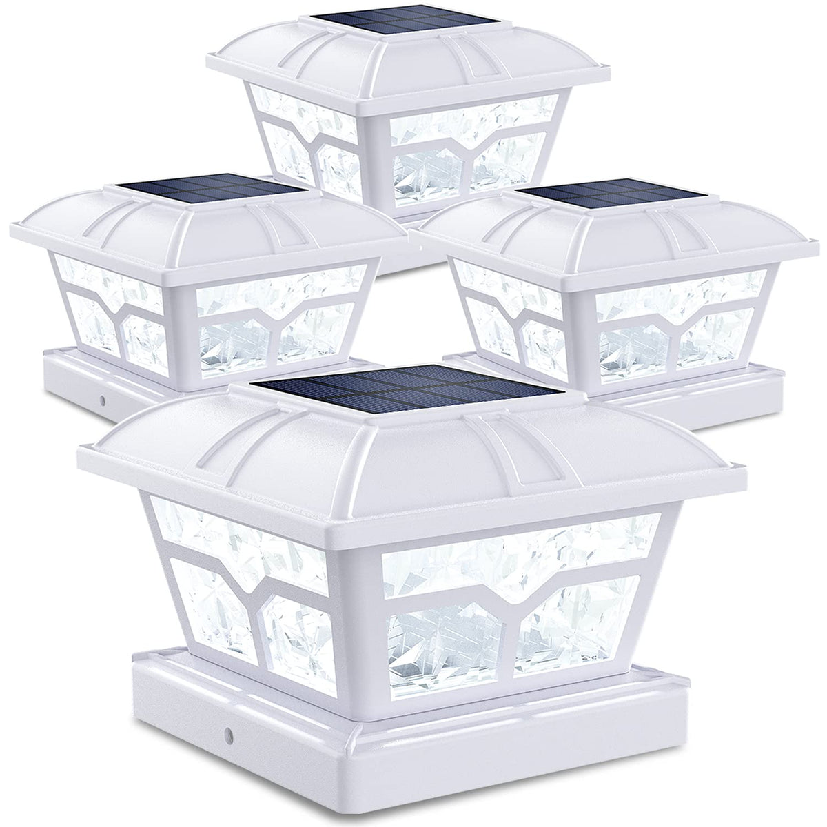 SIEDiNLAR solar post cap lights with seagull design illuminate posts at night.