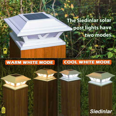 SIEDiNLAR solar post light in cool white mode for modern outdoor visibility