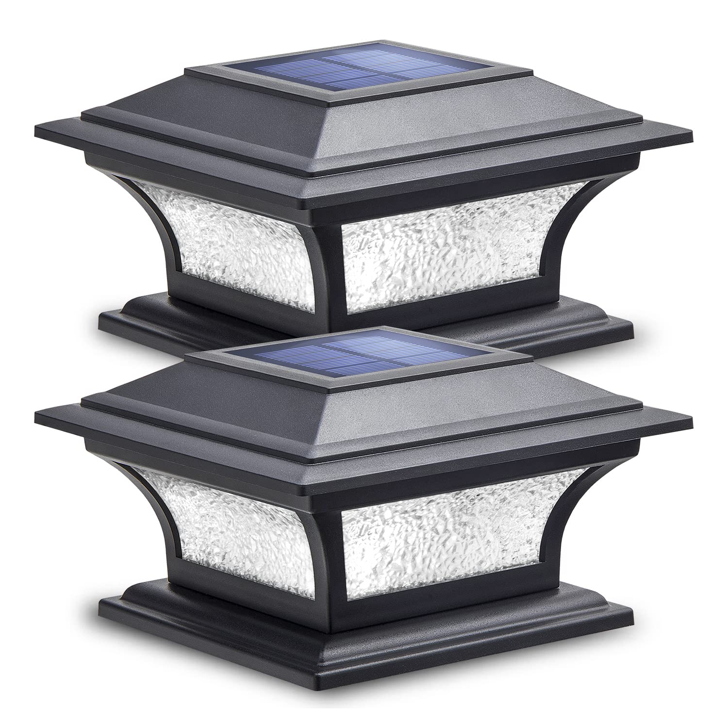 SIEDiNLAR solar post light with warm white glass frame creates inviting dusk ambiance on fences.