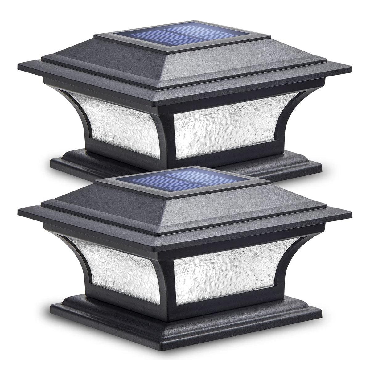 SIEDiNLAR solar post light with warm white glass frame creates inviting dusk ambiance on fences.