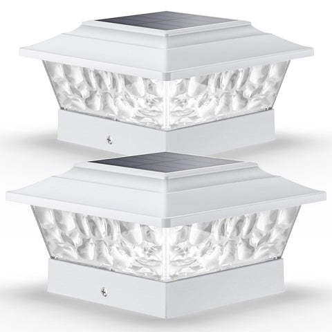 SIEDiNLAR solar post lights with 12 LEDs brighten fence posts outdoors.