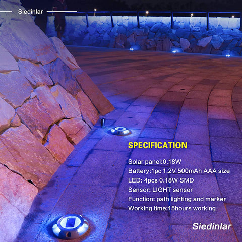 SIEDiNLAR weatherproof blue solar light designed for all-season path lighting.