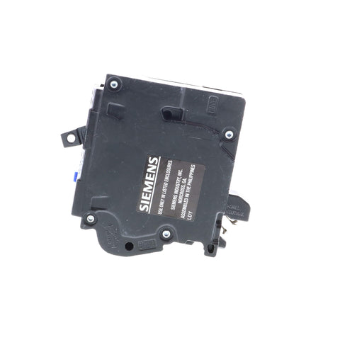 Siemens 15A AFCI plug-on-neutral breaker wiring terminal angle view, highlights simplified neutral routing.