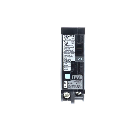 Siemens 20A plug-on-neutral breaker rear view shows simplified wiring for quicker installs