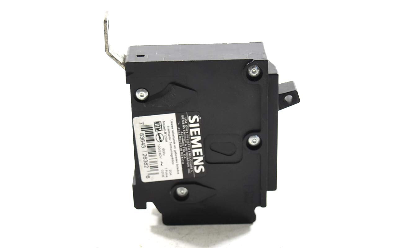 Siemens B120H rating label highlights interrupting capacity.