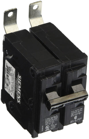 Siemens B250 50-Amp double-pole breaker for panel boards; reliable 120/240V protection.