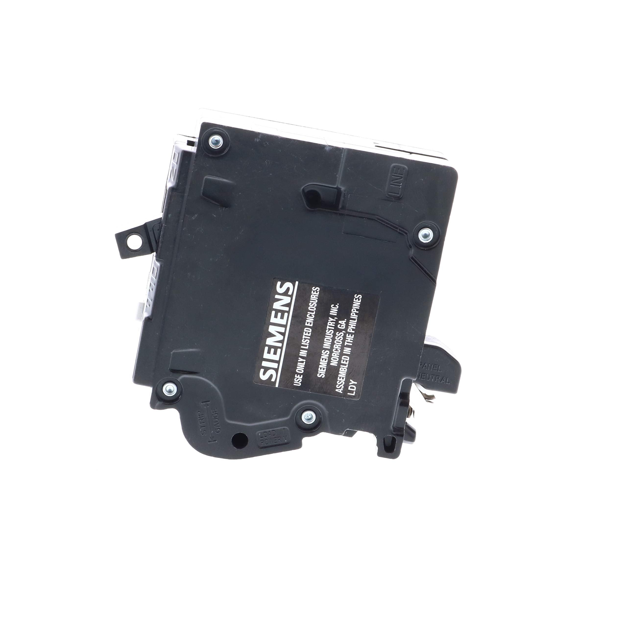 Siemens GFCI plug-on-neutral breaker with label UL-listed for reliable use