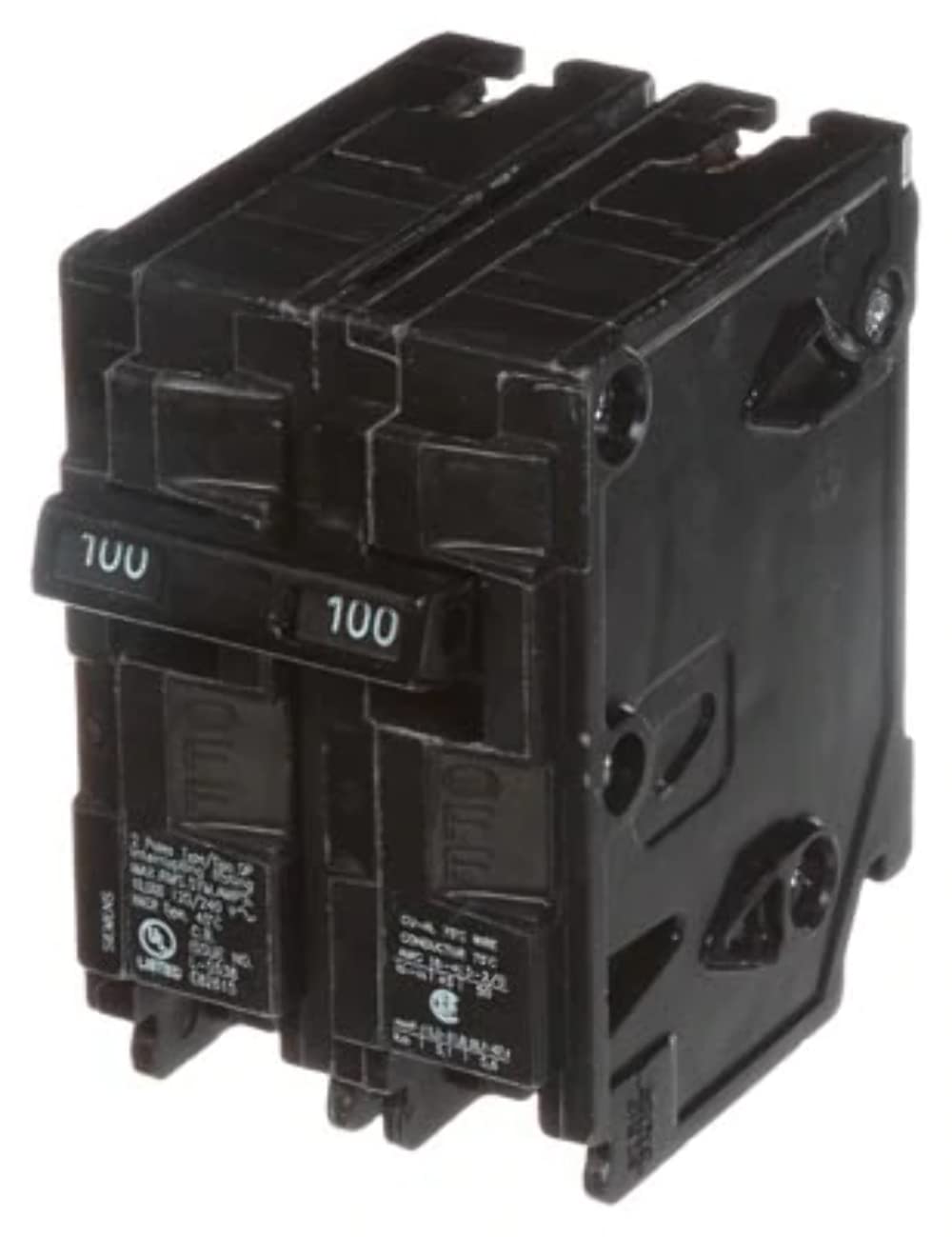 Siemens Q2100 double-pole 100-amp QP circuit breaker for reliable overload protection in 240V circuits