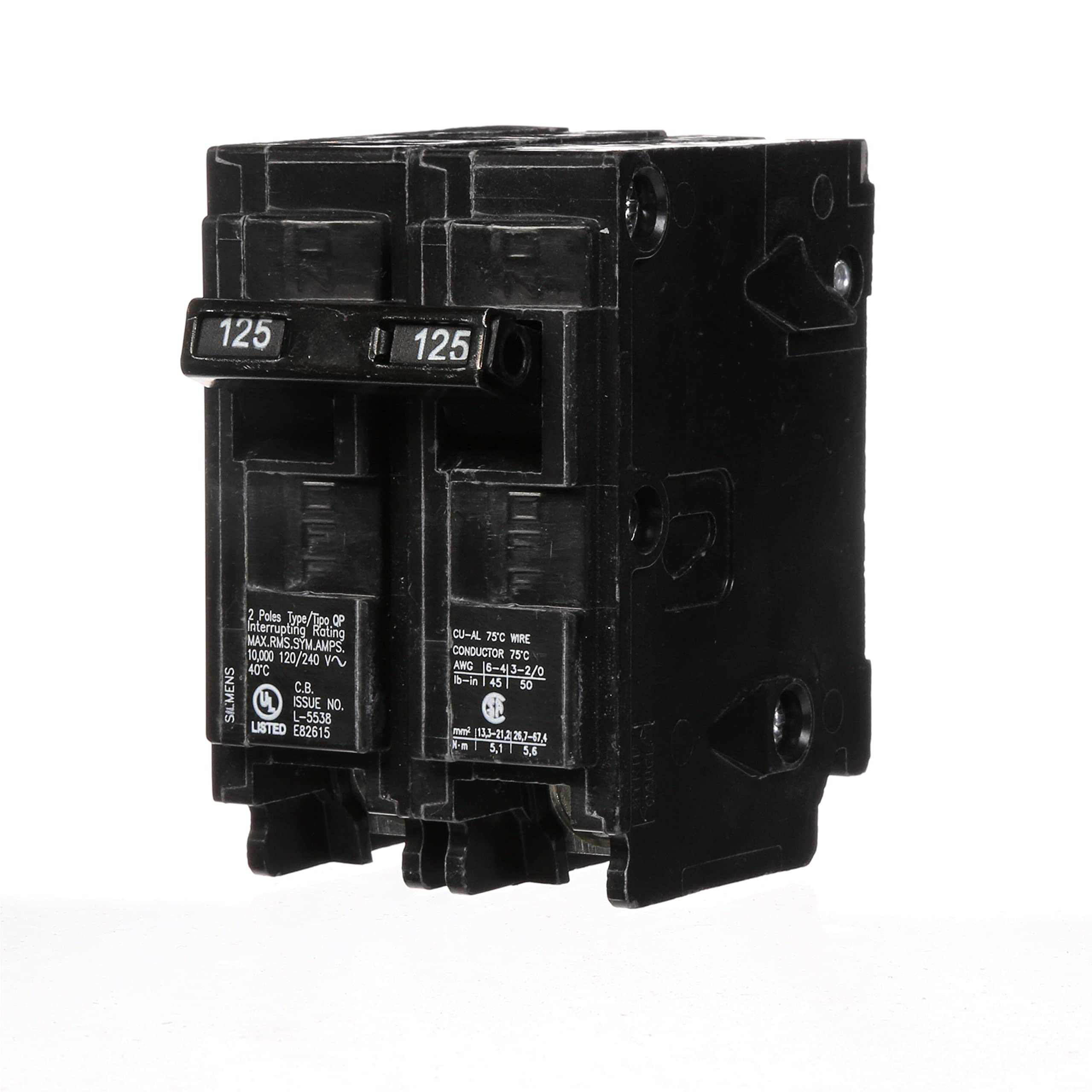 Siemens Q2125 125-Amp DP QP breaker front view for reliable protection