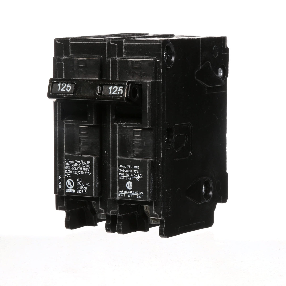 Siemens Q2125 125-Amp DP QP breaker front view for reliable protection