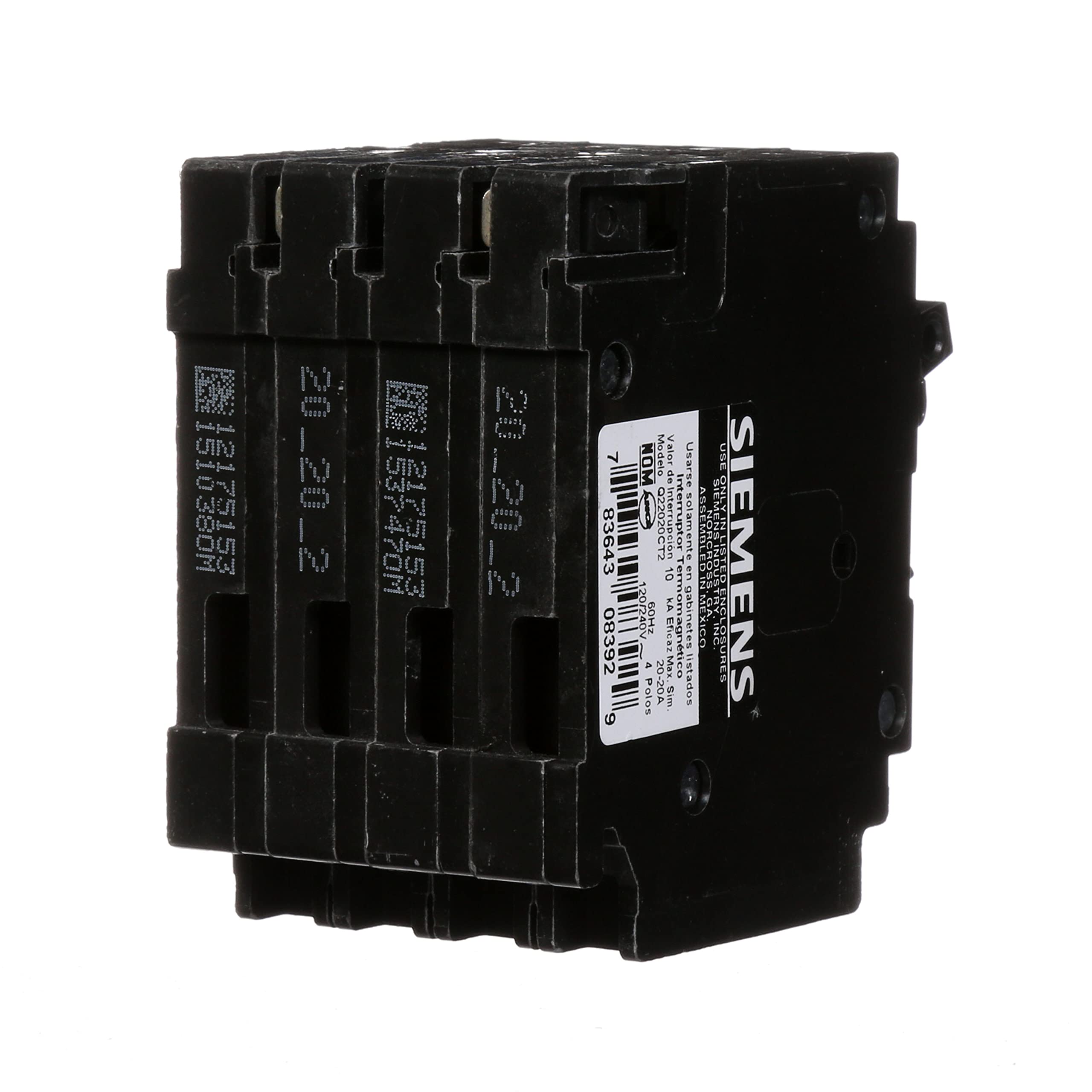 Siemens Q22020CT2 UL-listed protection for compatible Siemens load centers.