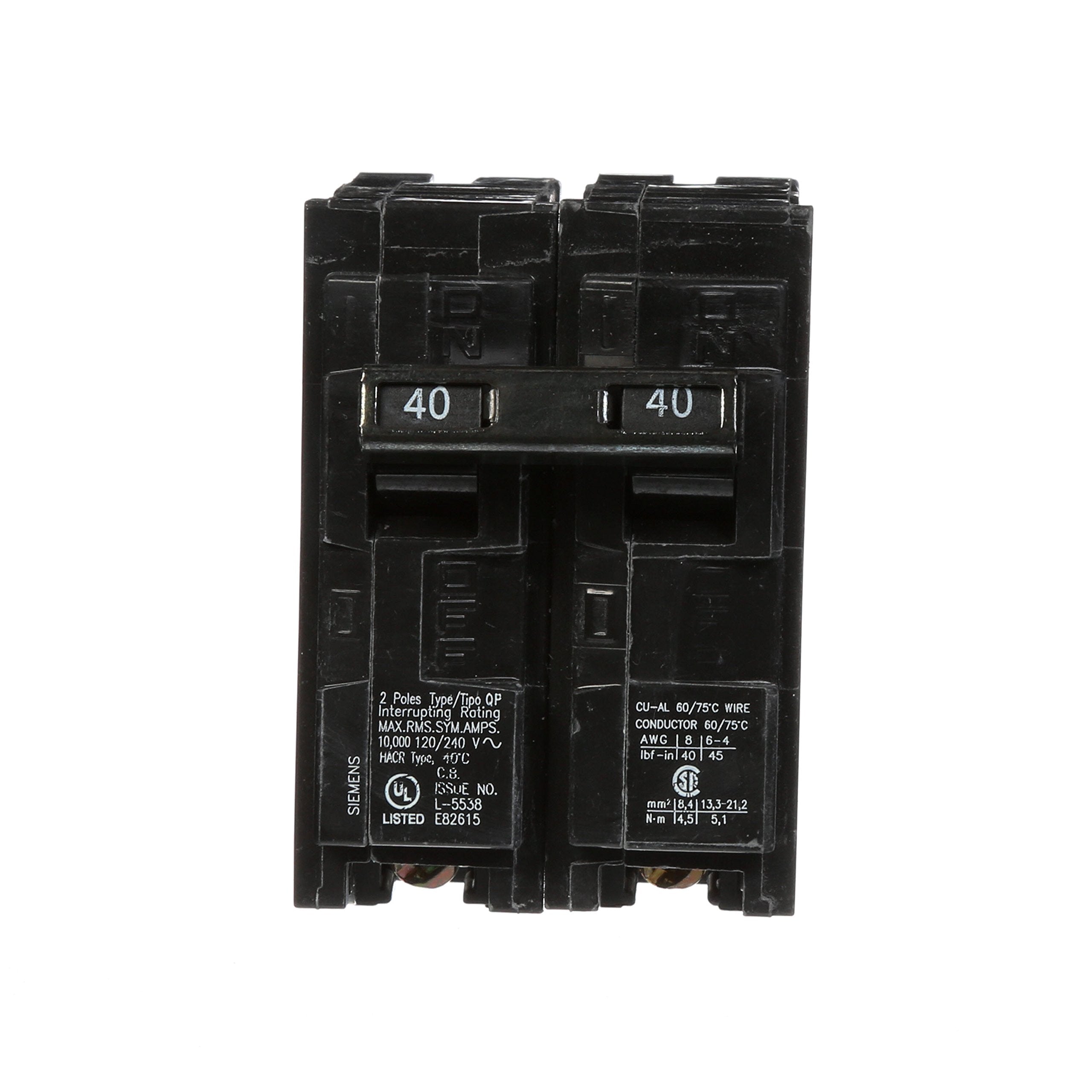 Siemens Q240 installation image highlights easy connections for faster wiring.