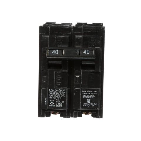 Siemens Q240 installation image highlights easy connections for faster wiring.