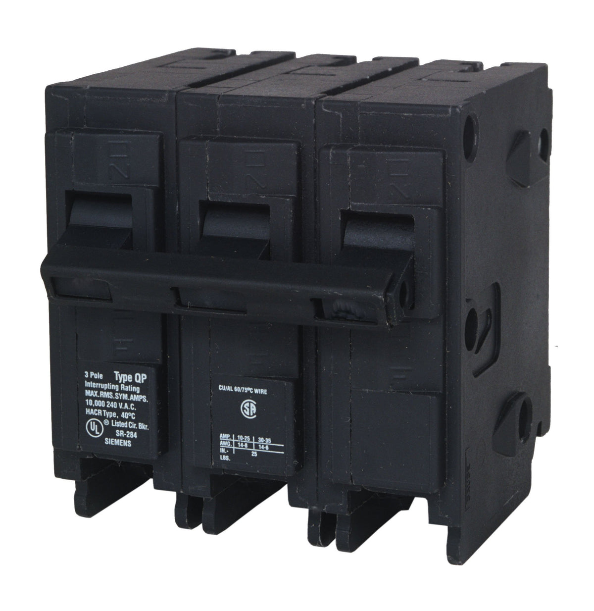 Siemens Q3100 100A three-pole QP breaker for reliable overload protection.