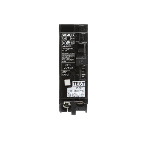Siemens QF115A 15A GFCI, 1-pole, 120V for reliable arc fault protection