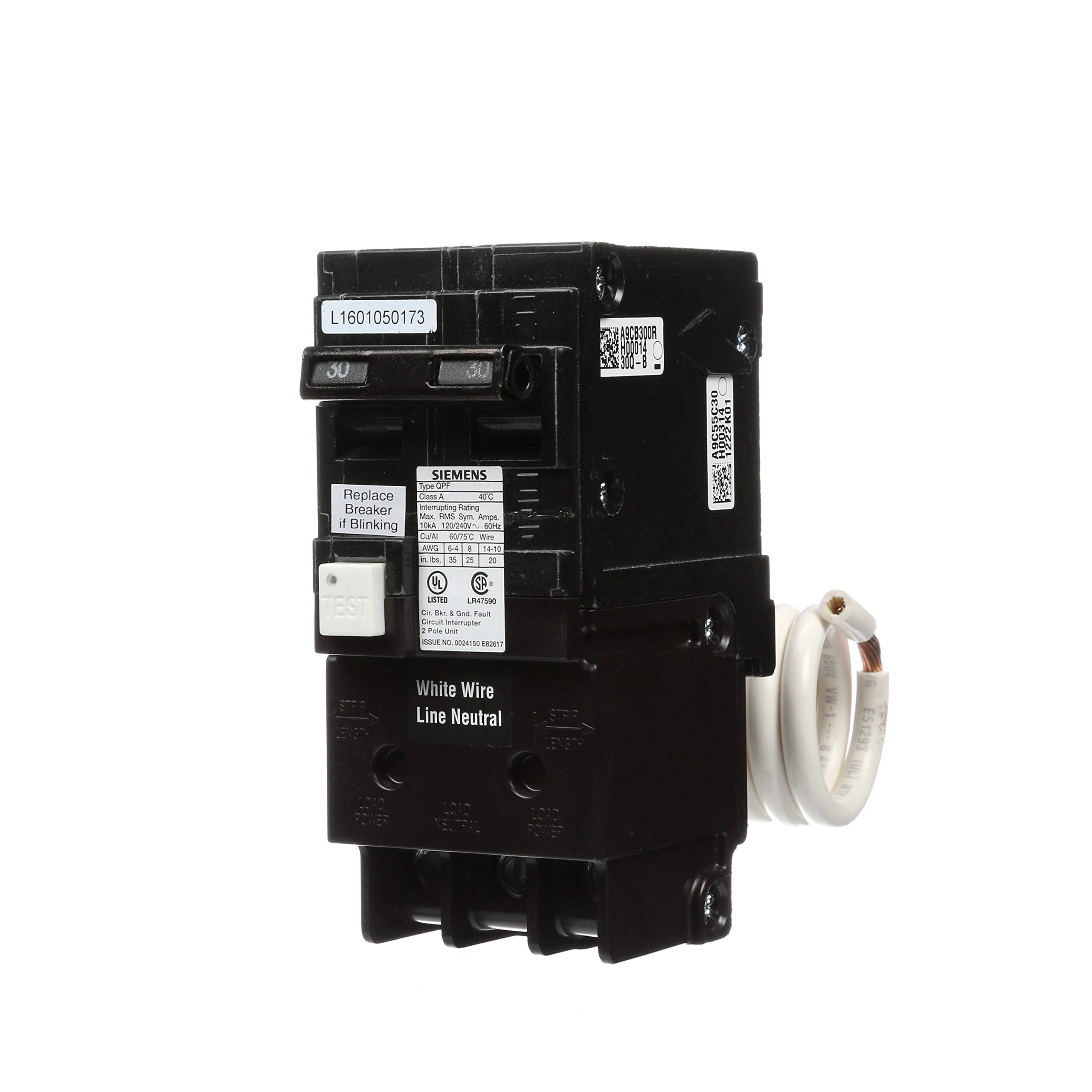 Siemens QF230AP 30A two-pole GFCI breaker mounted in an electrical panel for reliable protection.