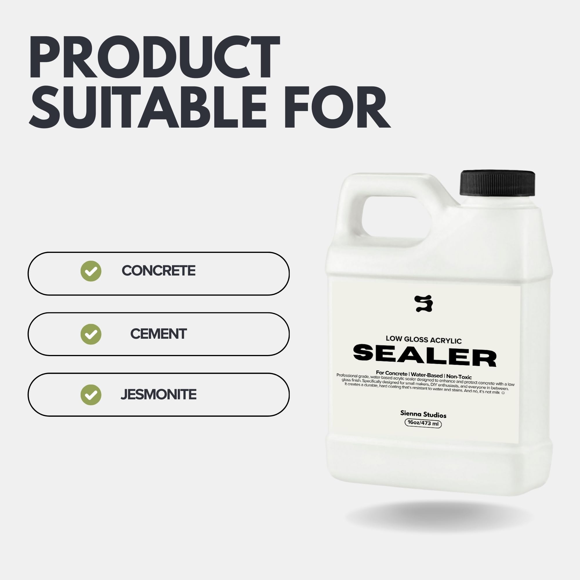 Sienna Studios sealer compatible with Jesmonite and other porous materials