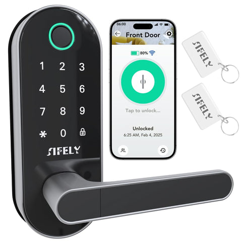Sifely built-in WiFi door lock with handle enables remote access and real-time status updates.