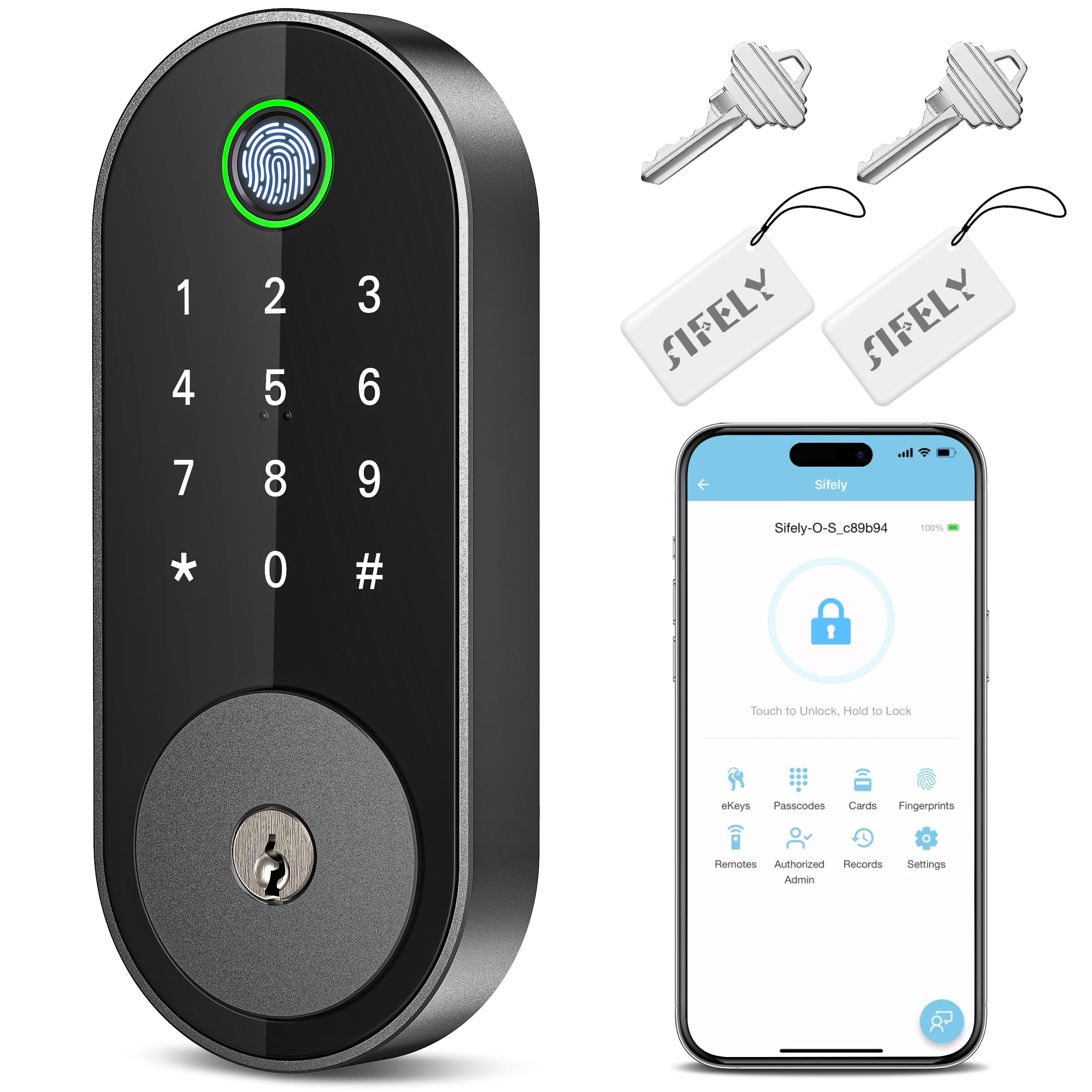 Sifely fingerprint smart deadbolt front door enables keyless entry and enhanced security.