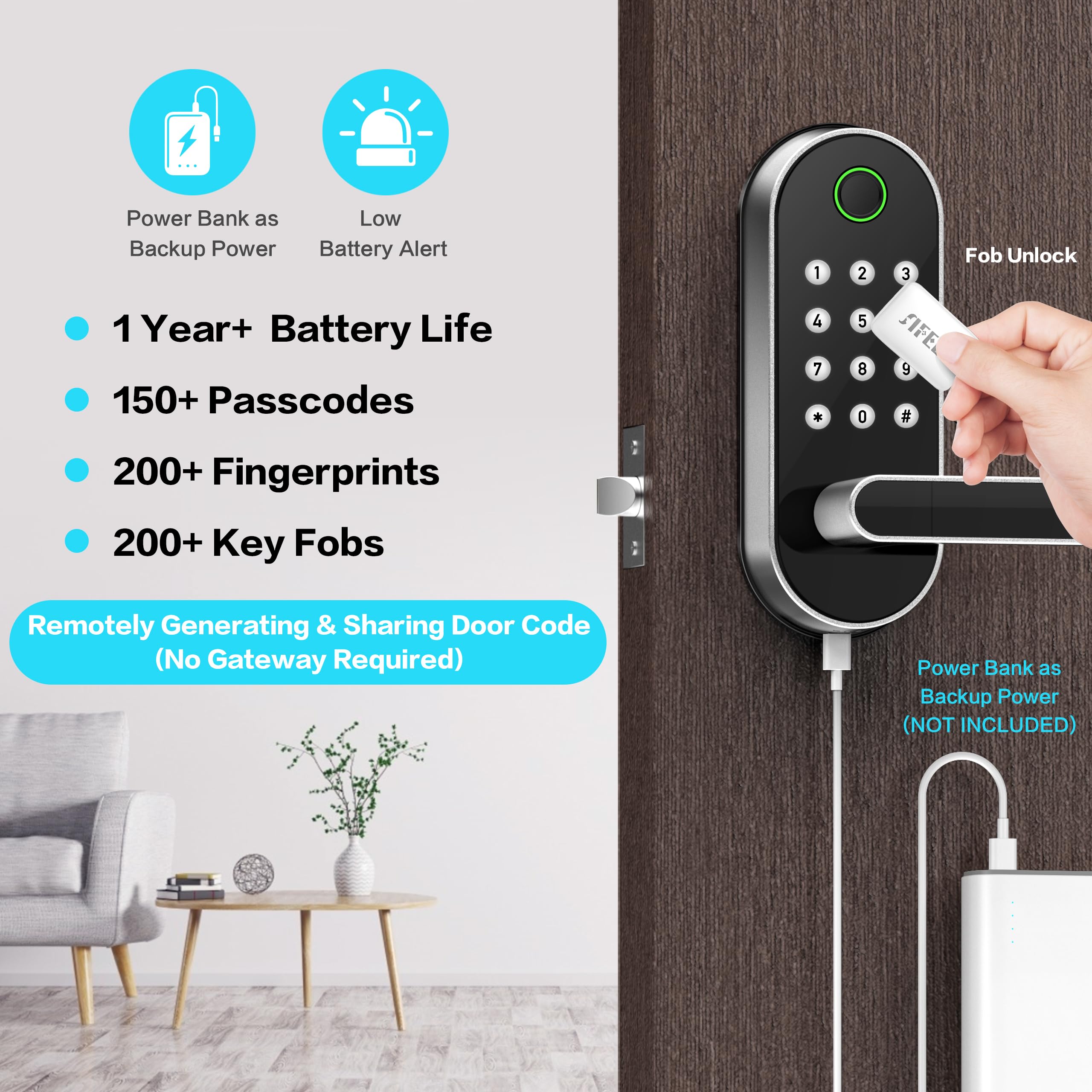 Sifely mobile app unlock screen for remote management.