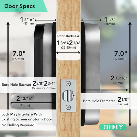 Sifely Type-C emergency power port ensures access during battery failure.