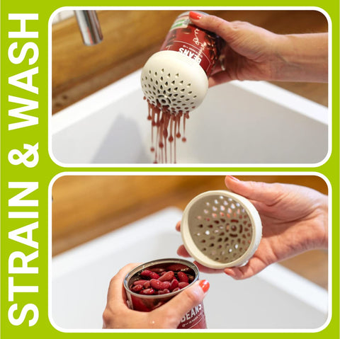 SIFTR red mini-colander set fits over any can