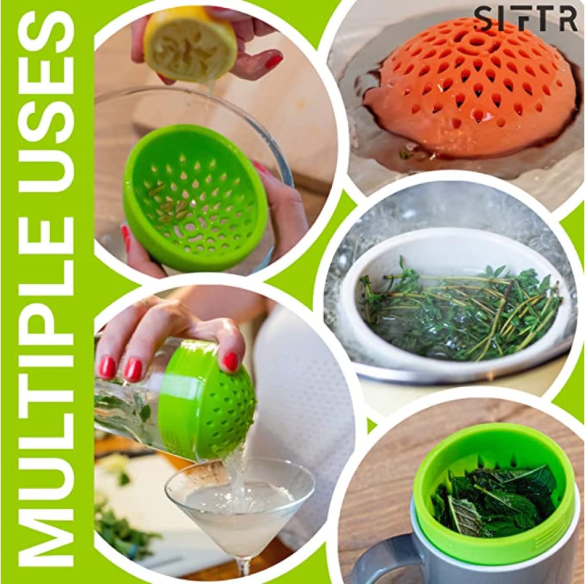 SIFTR red sink-drain-strainer keeps debris out of the drain