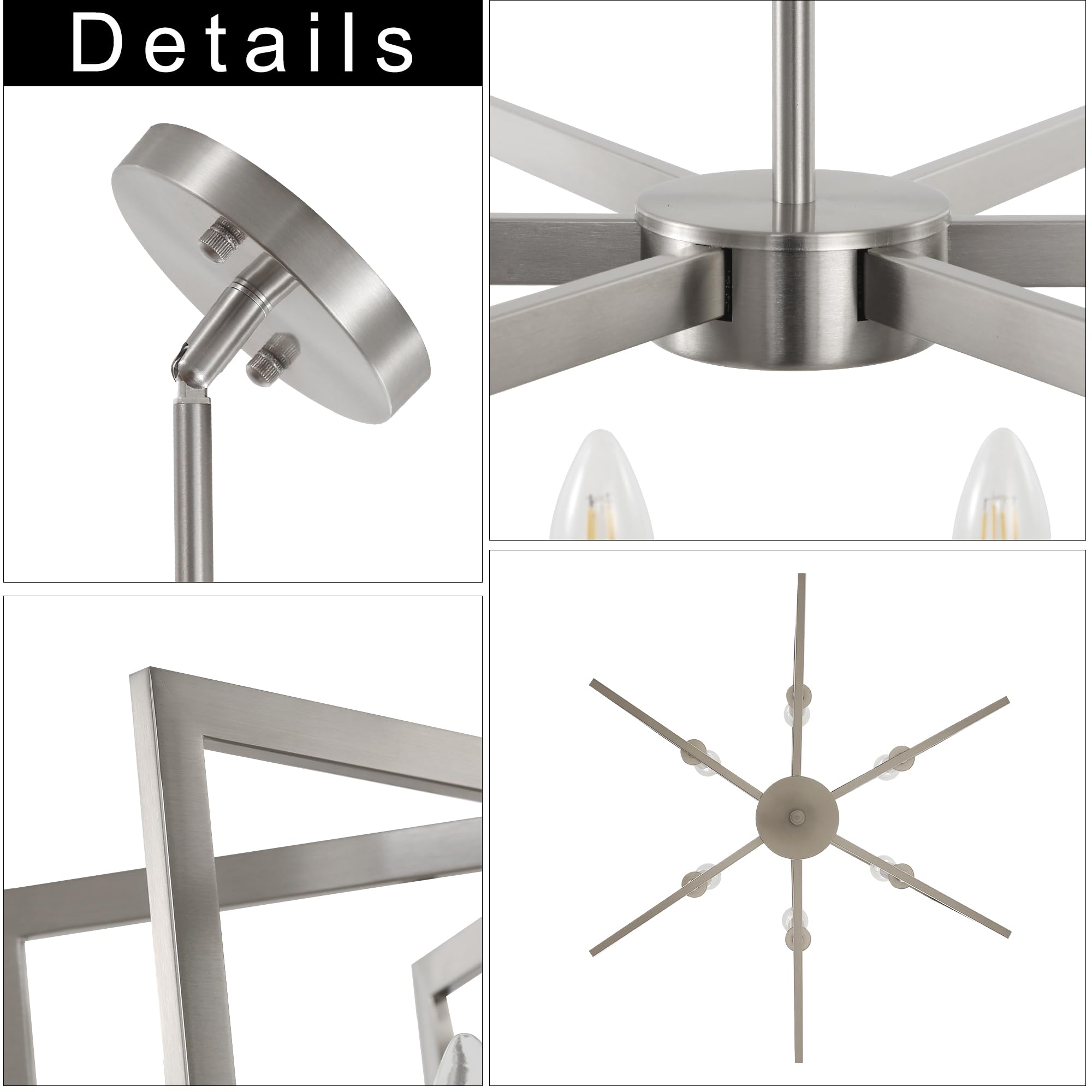 Sigaitwei assembly-ready chandelier demonstrates adjustable height and included hardware.