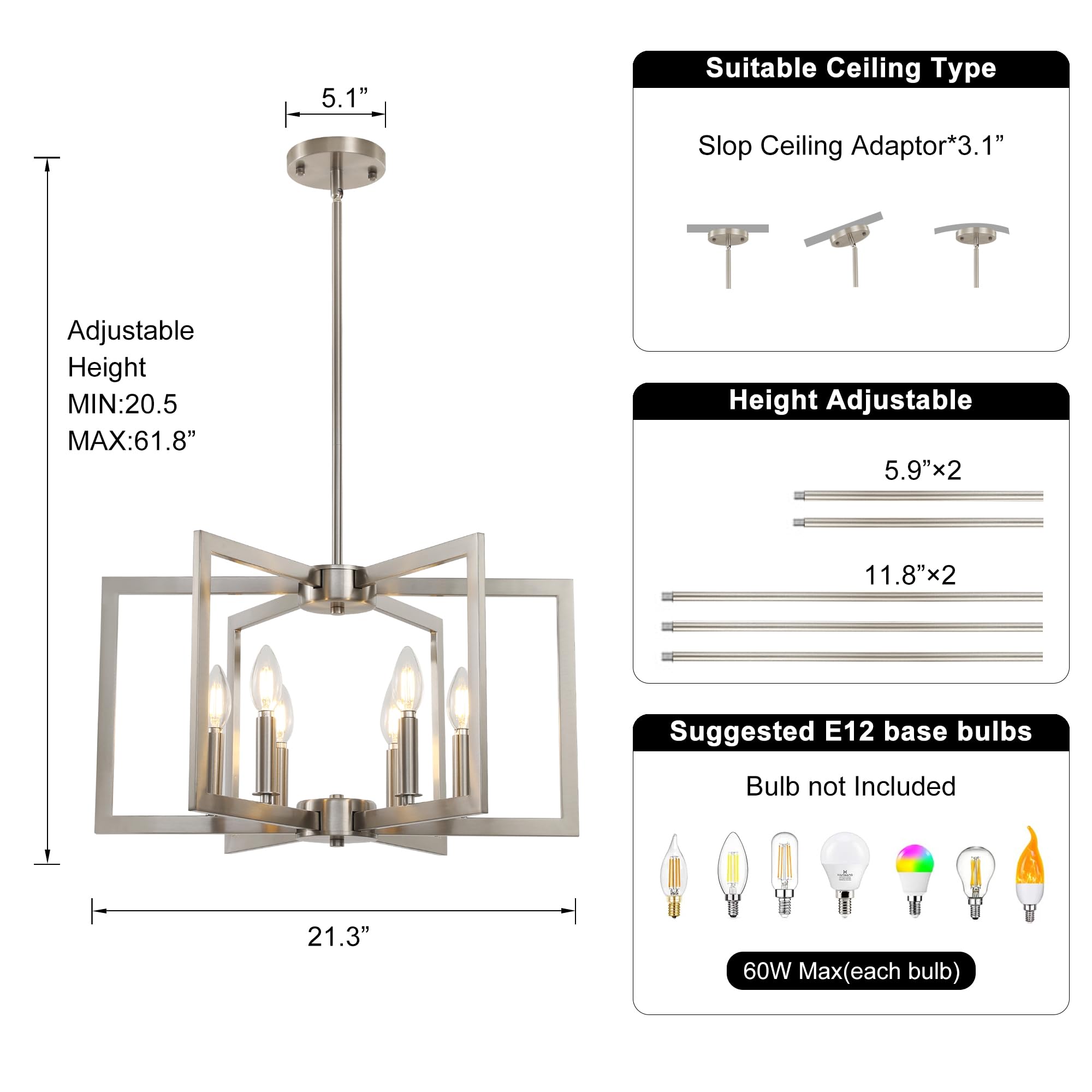 Sigaitwei dining chandelier in farmhouse style adds warm ambiance to meals.