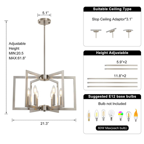 Sigaitwei dining chandelier in farmhouse style adds warm ambiance to meals.