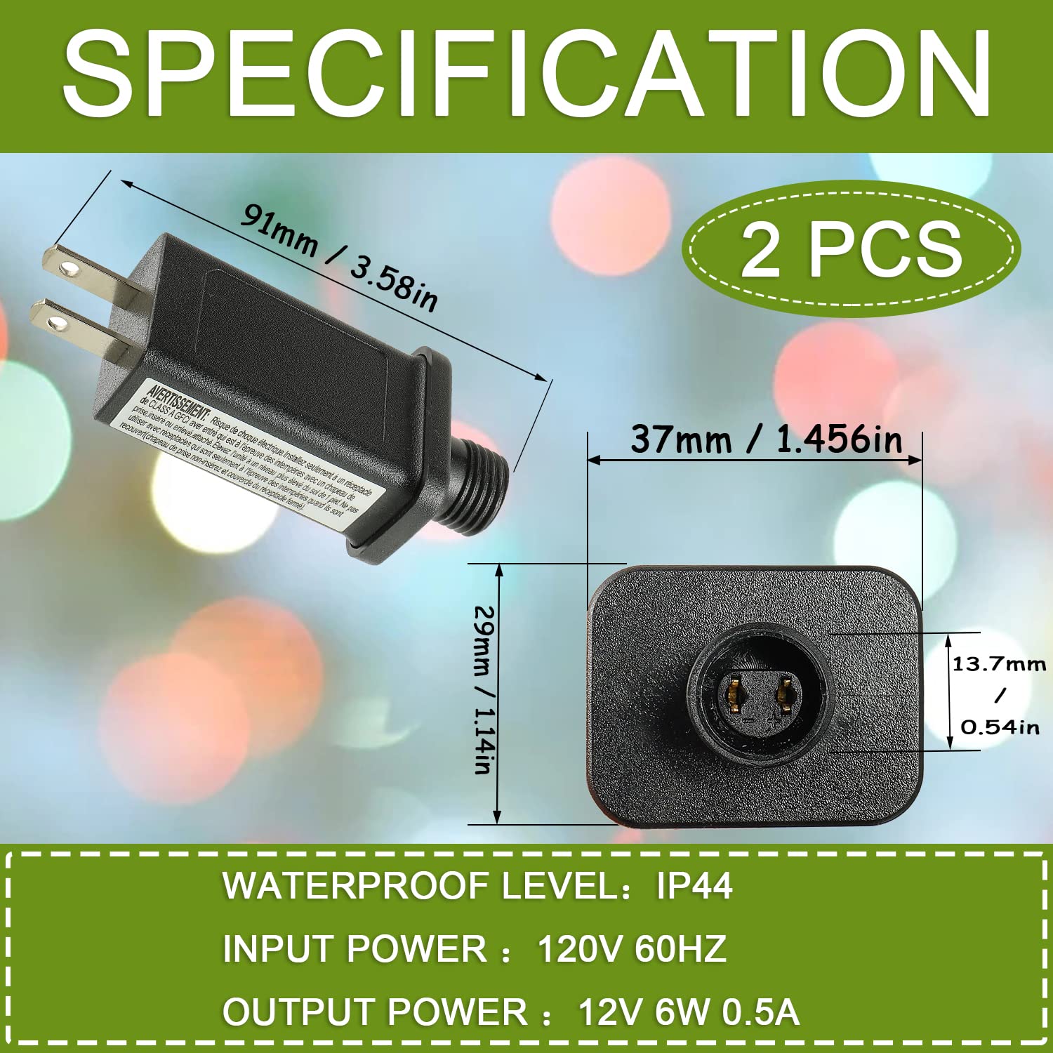 SIGANDG IP44 waterproof power supply seen from front for safe indoor and outdoor use.