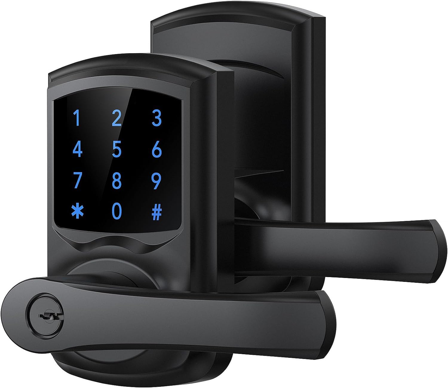Signstek keyless entry lock matte black front view shows modern security